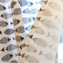 北欧風 地中海スタイルのミニカーテン【コットンリネン・魚柄・防塵・取り付け簡単】