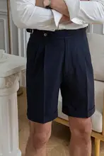 鹿三 メンズ 夏用スリムフィットショートパンツ【英倫風・軽量ポリエステル】