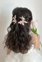 蝶のデザインの子供用ヘアクリップ【網状・側面クリップ・髪飾り】