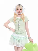 レトロアニメキャラクターデザインの半袖Tシャツ【軽やかでシルエットを美しく見せる】（セットアップ対応）