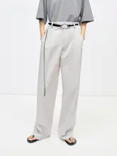 防水機能付き 構造的デザイン ワイドレッグパンツ【ベルト付き】（セットアップ対応）