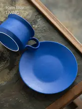 クラインブルー 陶器製コーヒーカップ＆ソーサー【エレガントデザイン・欧風】