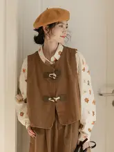 レディース春夏用リネン風ボタン付きノースリーブトップス【洗い加工・レトロデザイン・重厚感あるスタイル】