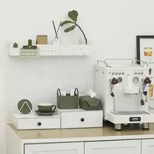 コーヒーメーカー用 高さ調整スタンド【積み重ね可能・1段ドロワー・ホワイトアイアン製収納ボックス】