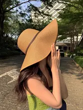 大きな庇付き草帽【夏用・ビーチ・折りたたみ・UVカット・アウトドア用】
