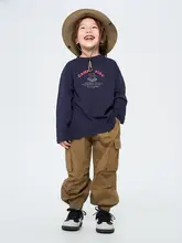 男の子用 春用キャンプ長袖Tシャツ【柔らかさ抜群・着回し可能・薄手】