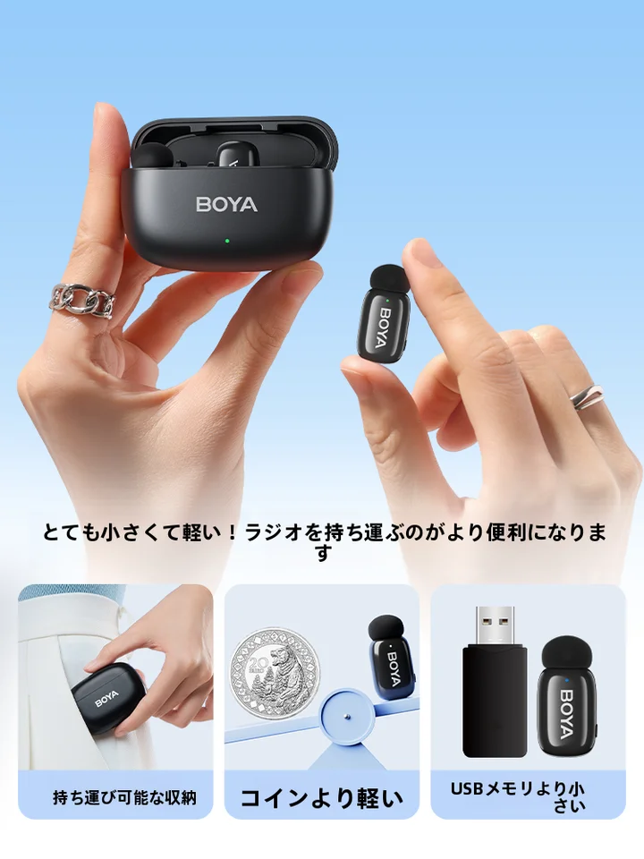 ワイヤレスミニマイク【クリップ式・降噪機能付き・スマートフォン用】