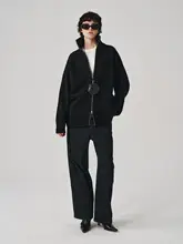 SHKUCO 高領ジップセーター【シンプル・クラシック・レトロニットカーディガン】