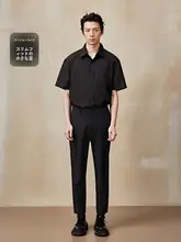 サテン風 蚕絲混紡九分パンツ【四方向ストレッチ・夏用】（セットアップ対応）