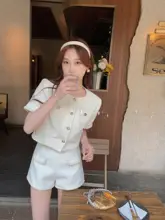 小柄女性向けカジュアルワンピース【ホワイト・短袖・薄手ジャケット・ショート  パンツ・夏用】（セットアップ対応）
