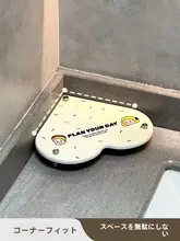 ハート型 吸水マット【バスルーム・洗面台用・コーナータイプ】＆カップホルダー【シリカゲル製・収納棚付き】