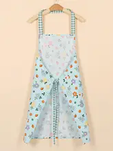 花柄デザインの綿100%エプロン【ソフトで通気性・女性用・防汚】