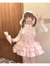 可愛らしいウサギ耳デザインのJSKドレス【長いウサギ耳・リボン付き・甘さ満点】