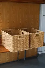 大容量引き出し式収納バスケット【編みデザイン・衣類・お菓子収納用】