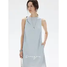 アートツイストショルダーストラップリネンタンクトップワンピース