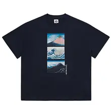 半袖Tシャツ ユニセックス 綿100% 浮世絵柄 神奈川沖浪裏 北斎 通気性 インスタ映え 夏