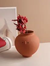 かわいい陶器製カートゥーン花瓶【水耕栽培・ドライフラワー用・リビングインテリア】
