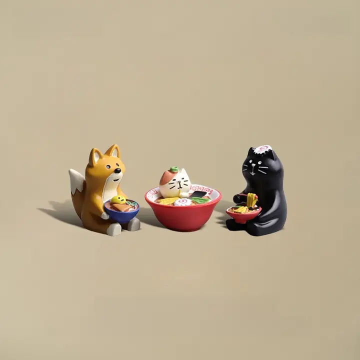 かわいいラーメンキャラクター ミニフィギュア【癒し系・デスク用装飾】