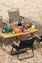 アウトドア用折りたたみテーブル【携帯型・キャンプ・ピクニック用・椅子付き】（セットアップ対応）