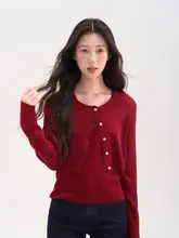 こだわりのない韓国風重ね着ニットベストカーディガン【 女性用・トップス・レイヤードスタイル】（セットアップ対応）
