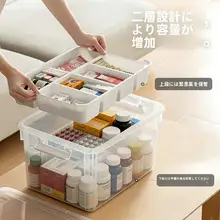 透明な薬箱【家庭用・二段式・持ち運び可能】