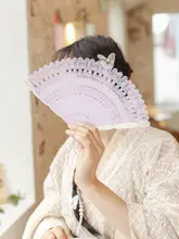 夏用扇子【紫色・折りたたみ式・レトロデザイン】