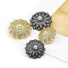 パールと金属製のダイヤモンド装飾ボタン【ファッションジャケット・コート用】