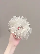 気品のあるダブルレイヤー水玉チュールヘアゴム【お団子ヘア用・夏用】