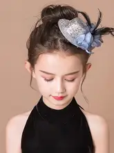 子供用オリジナルヘッドドレス 銀色スパンコール小さなシルクハットヘアアクセサリー【ドレス衣装用・演出用】