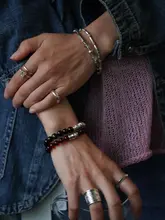 シンプルな高級感！アンティークブラックの金運石ブレスレット【925銀・インスタ映えデザイン】