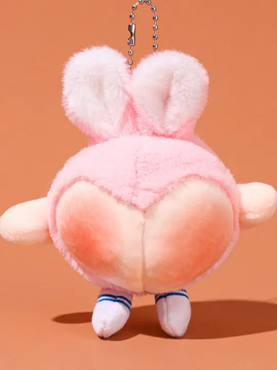 ぬいぐるみキーホルダー マスコット 桃 うさぎ お尻 もこもこ かわいい ゆるい ユニーク 「JOJO'S L. PD.bone.」