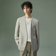 襟なしカジュアルジャケット【高級感・デザイン性・メンズ】