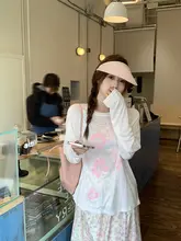 花柄プリント ロングスリーブ Tシャツ【フィット・UVカット・ラウンドネック】