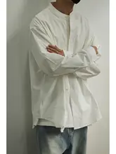 全棉シャツ【立襟・長袖・ユニセックス・フィット】