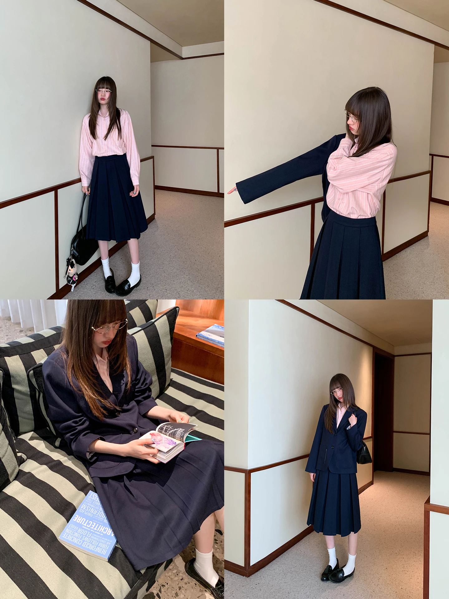 個性的なデザインのAラインミディスカート【秋用・プリーツ・小柄向け】