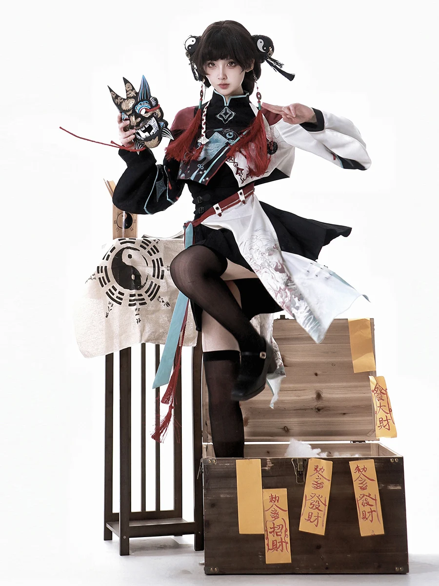 オリジナルデザインの中華風ロリータハロウィン衣装「妖怪捉え師」セット：雰囲気と実用性を両立
