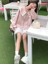 甘い印象のピンク色ダボラコート【デザイン性の高い春秋用・ショート丈】