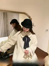 小柄向けリボン付きドールカラーウールコート【冬用・極上の柔らかさ・ホワイト】