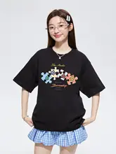 カラフルなパズルプリントの夏用Tシャツ【ラウンドネック・短袖・極上の柔らかさ・子供用】