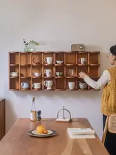 実木製 カップラック【オープンデザイン・壁掛け・コーヒーコーナー収納用】