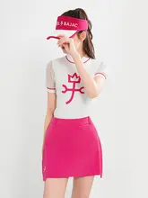 Castelbajac レディース ゴルフ用 半袖アートデザイン 夏用 軽量ストレッチTシャツ