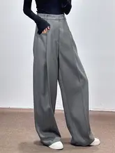 グレーのウエストゴムワイドパンツ【女性用・春秋冬向け・感】（セットアップ対応）