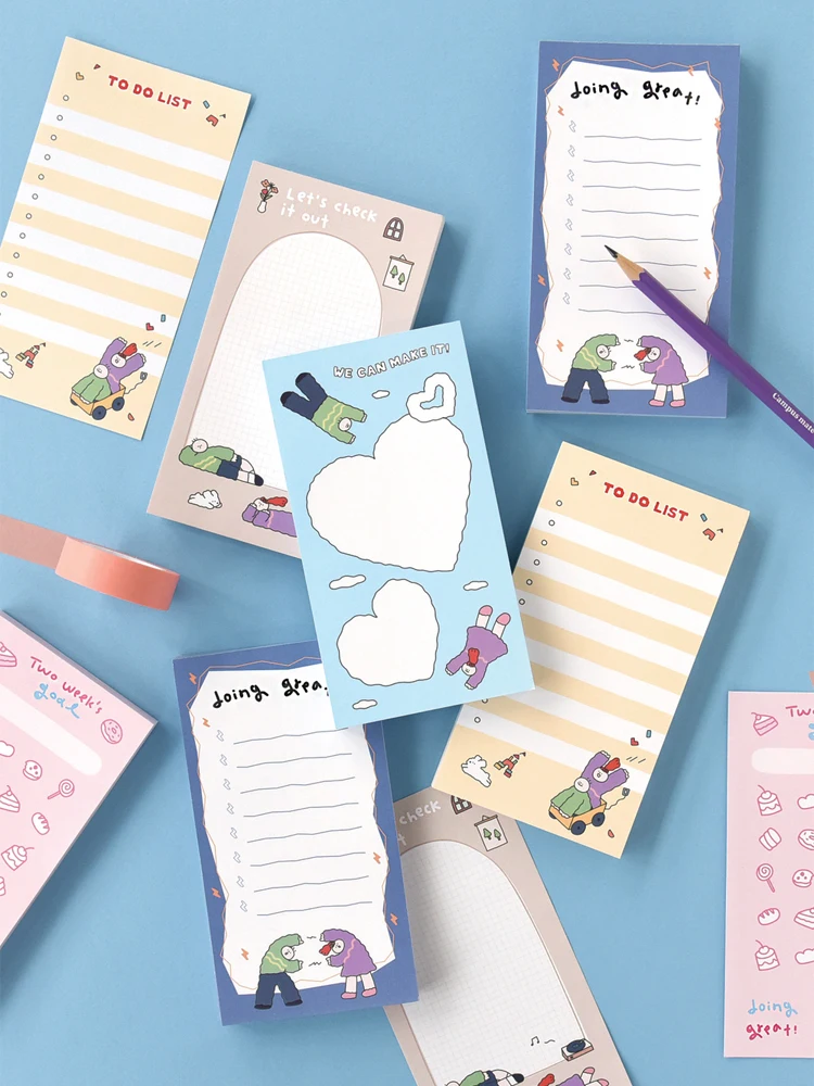 可愛いデザインのロングメモ帳 MEMO PAD：学生・オフィスで実用性を高める小清新タイプ