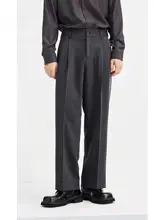 深灰色の高級感あるスーツパンツ【秋冬用・免縫製・通勤・カジュアル】