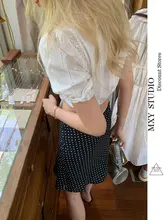 フレンチドット柄ハイウエストAラインスカート【レースデザイン・夏用・女性用】