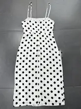 フレンチスタイルの大波点マキシドレス【エレガント・細身効果・キャミソール】