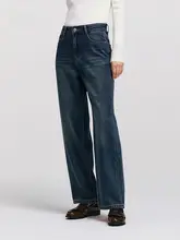 極上の柔らかさデニムパンツ【レディース・フルレングス・裏地フリース・ワイドパンツ】（セットアップ対応）