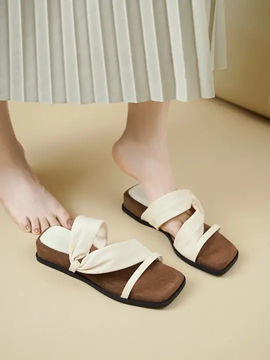 羊皮製 フレンチスタイルの美しいビーチサンダル【厚底・夏用・大人用】