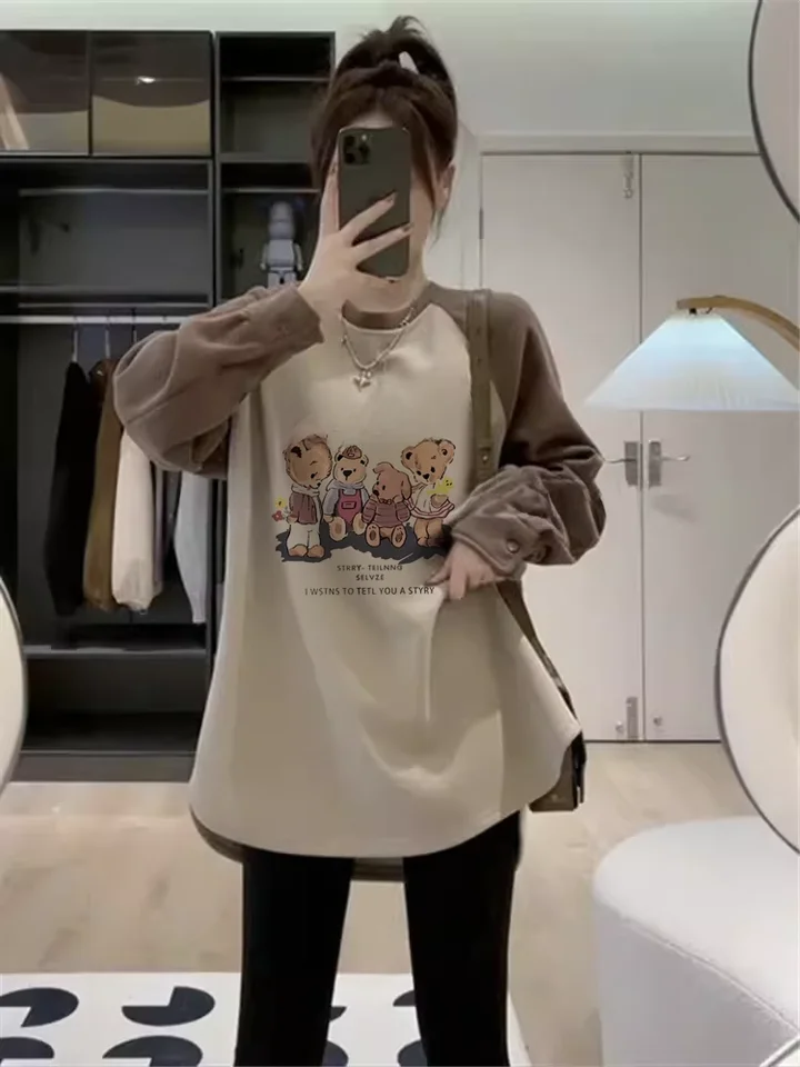 カラー切替デザインの長袖アウター【女性用・春秋冬・ヒップ隠し・シャークパンツとのコーディネートに最適】