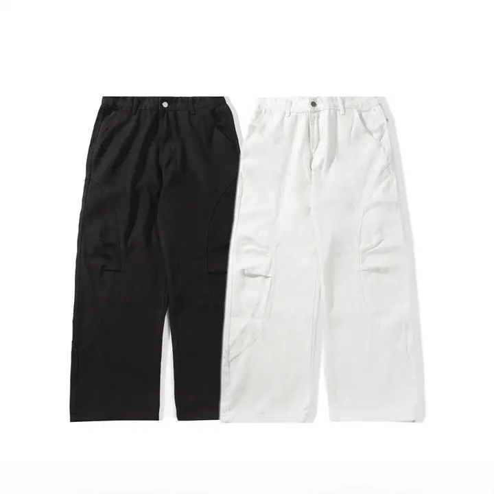 レトロデザインのカジュアルワークパンツ【春夏向け・シンプル・無地・フィット】（セットアップ対応）